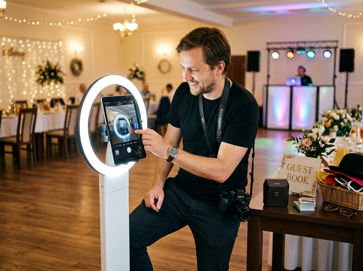 A photographer next to the photo booth