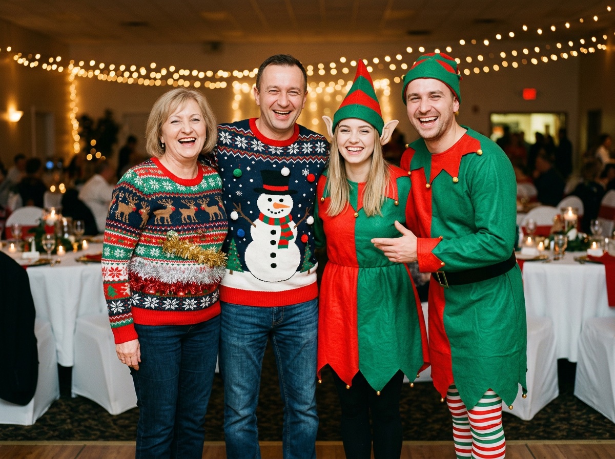 A group in Christmas outfits